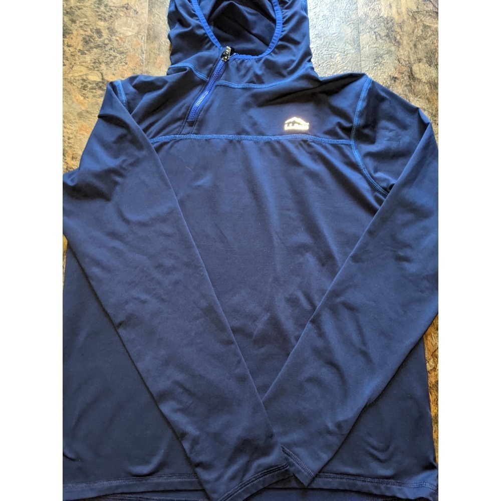 LL BEAN 1/4 Zip Hoodie Kids Boy's Pullover Athletic Size XL (18) Blue